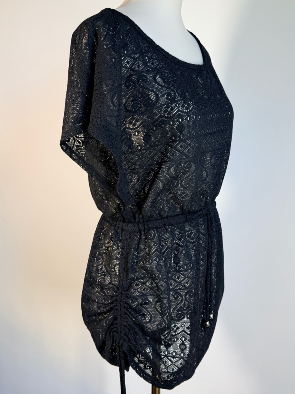 Catalina Black Lace Overlay Tunic Top